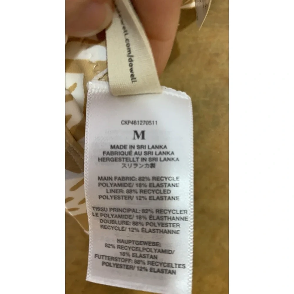NEW Madewell Balconette Swim Bikini Top Size M‎ Tan White Tropical Print w/Pads